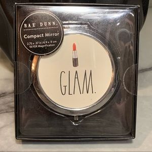 Rae Dunn Compact Mirror with 1X and 10X Magnifying Mirrors "GLAM"
